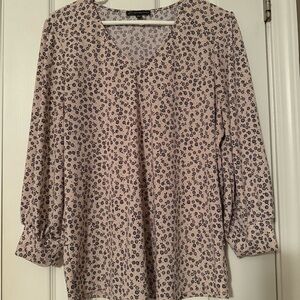 Adrianna Papell Pink and Black Floral Blouse